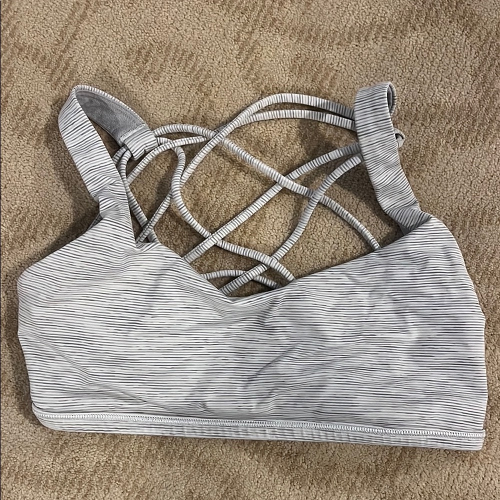 Women's Strappy Gray Sports Bra